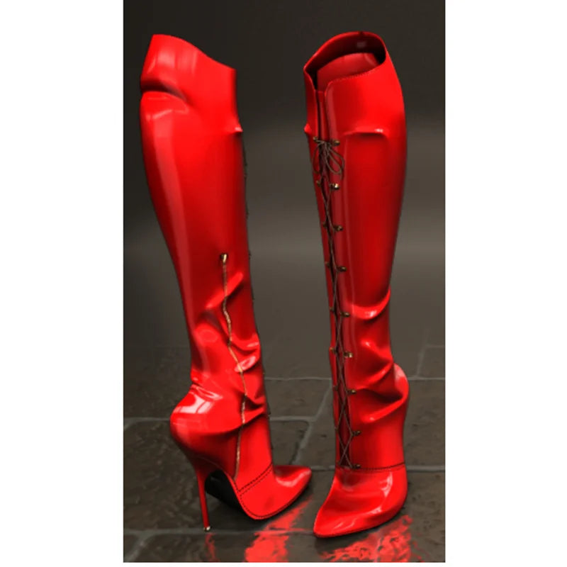 Blue Zipper Knee High Boots Thin High Heel Peep Toe Fashionable Sexy Cool 2025 Summer Big Size Woman Shoes Zapatillas Mujer