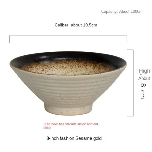 Porcelain Japanese Ramen Bowl Large — Black | KIMLUD