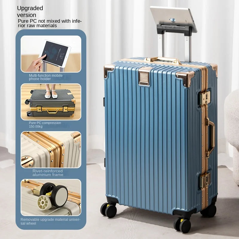 Aluminum Frame Lightweight Travel Suitcase — White | KIMLUD