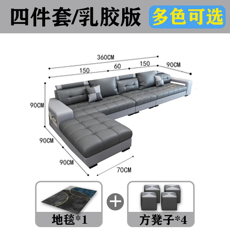 Latex Nano Three-Proof Fabric Sofa Modern Living Room — Slate Grey | KIMLUD