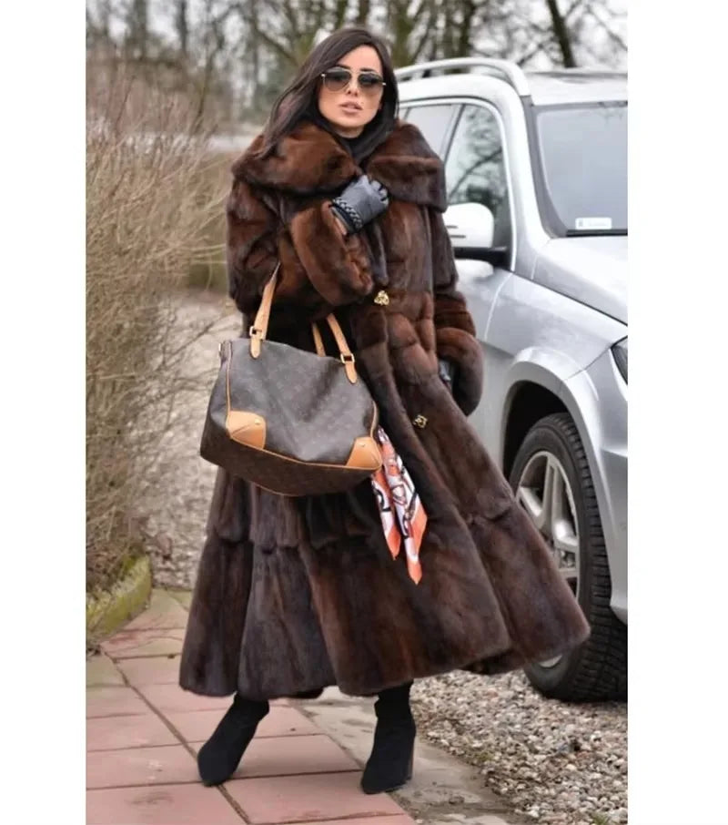 Mink Fur Coat – Real Mink Fur – Long Coat Silhouette | KIMLUD