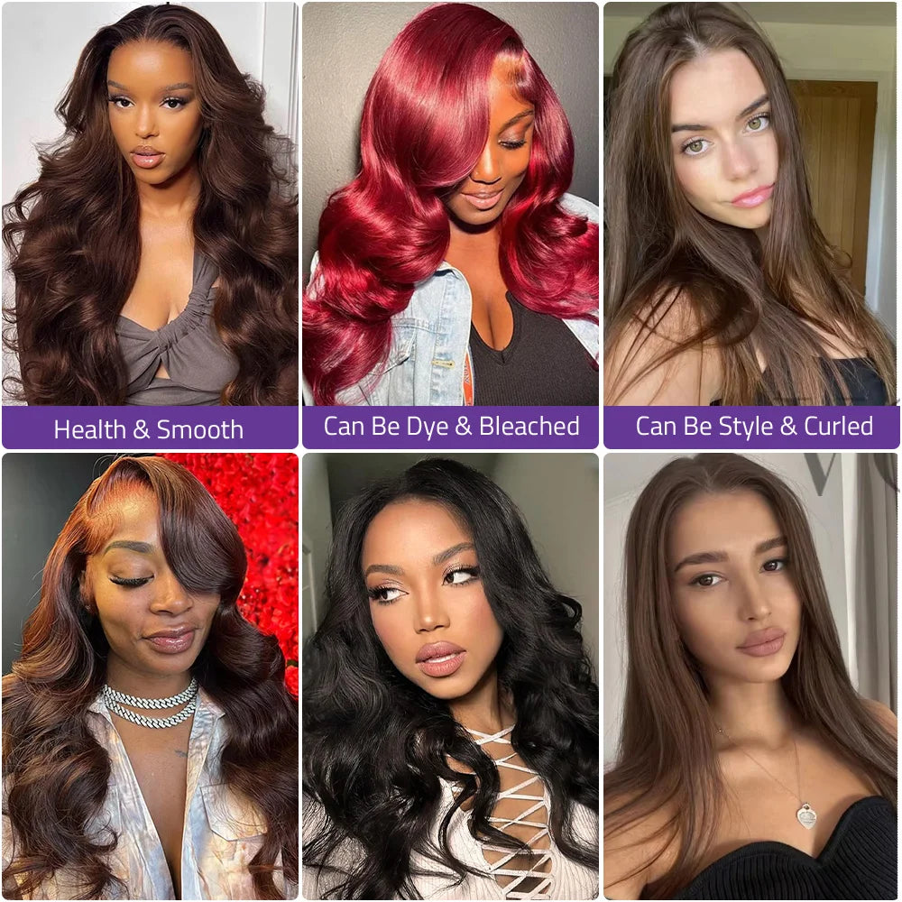 Lace Front Wig – 36in Body Wave – Human Hair – Chocolate Brown | KIMLUD