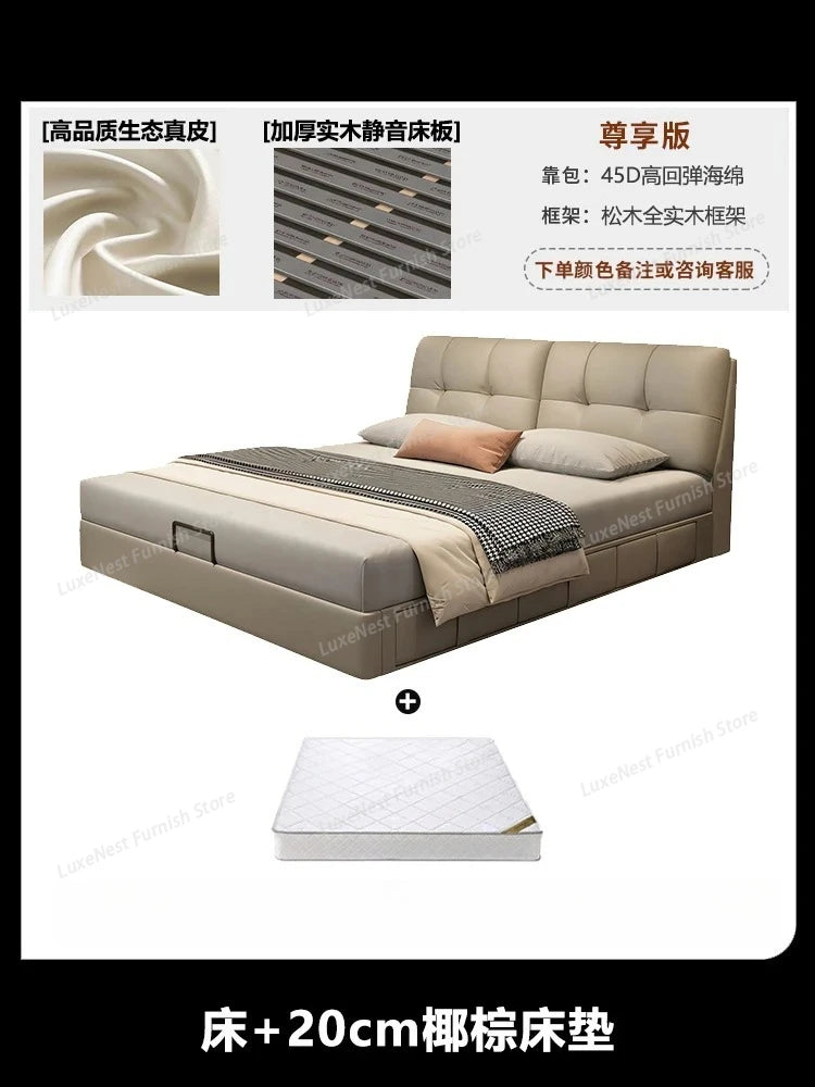 Modern Velvet Bed Headboard Set With Storage — Soft Gray | KIMLUD