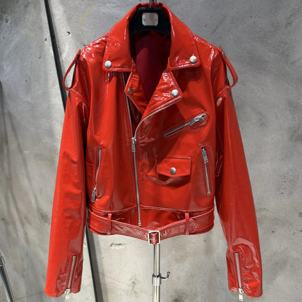 Crocdile Leather Bomber Ladies Real Sheepskin Coat Genuine Sheep Leather Biker Jacket 20325