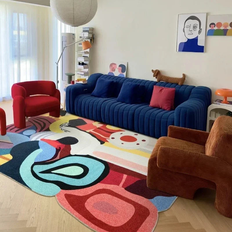 Plush Rug Abstract Geometric Pattern — Multicolor | KIMLUD