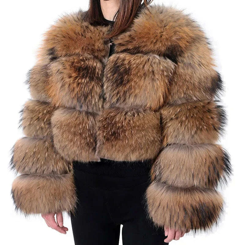 KIMLUD, MAOMAOKONG Super Hot Winter Women Luxury Thick Real Raccoon Fur Coat Natural Fox Fur Jacket Plus Size Furry Jackets Female Vest, KIMLUD Womens Clothes