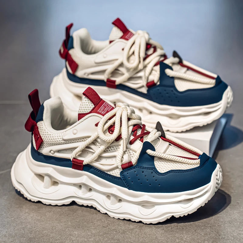 Men's sports shoes four seasons new thick-sole non-slip outdoor casual running shoes student light breathable soft-sole sneakers