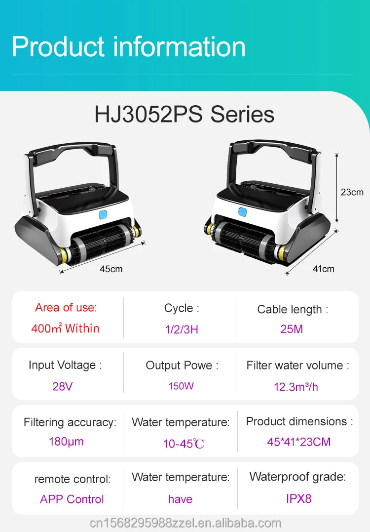 220V Waterproof Automatic Cleaning Pool Wall Accessories with Remote Control Machine Cleaner
