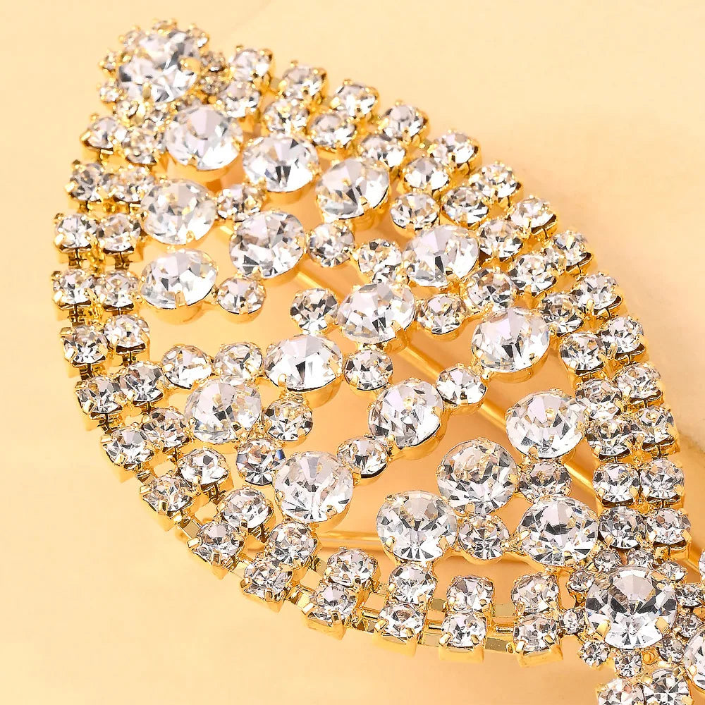 Crystal Rhinestone Eyeglass Frame — Silver | KIMLUD