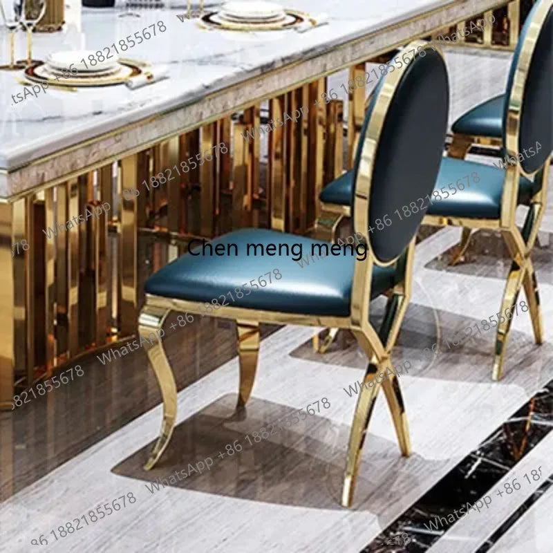 Gold-Framed Marble Dining Table Luxury — White | KIMLUD
