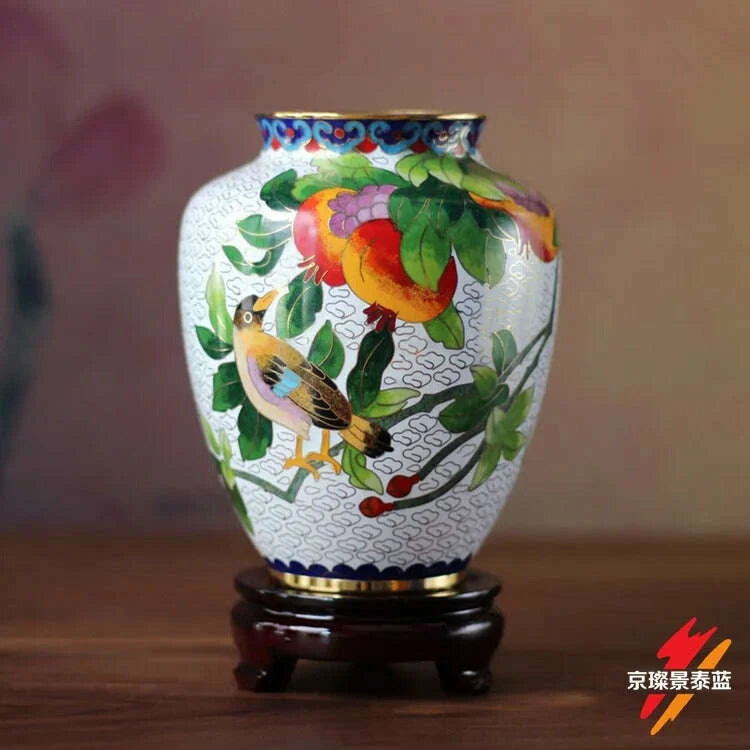 KIMLUD, Handmade Cloisonn Flower Vase, Copper Body Wire Wound, Enamel Plant Vase, Desktop Decorative, Exquisite Workmanship, Room Decor, KIMLUD Womens Clothes