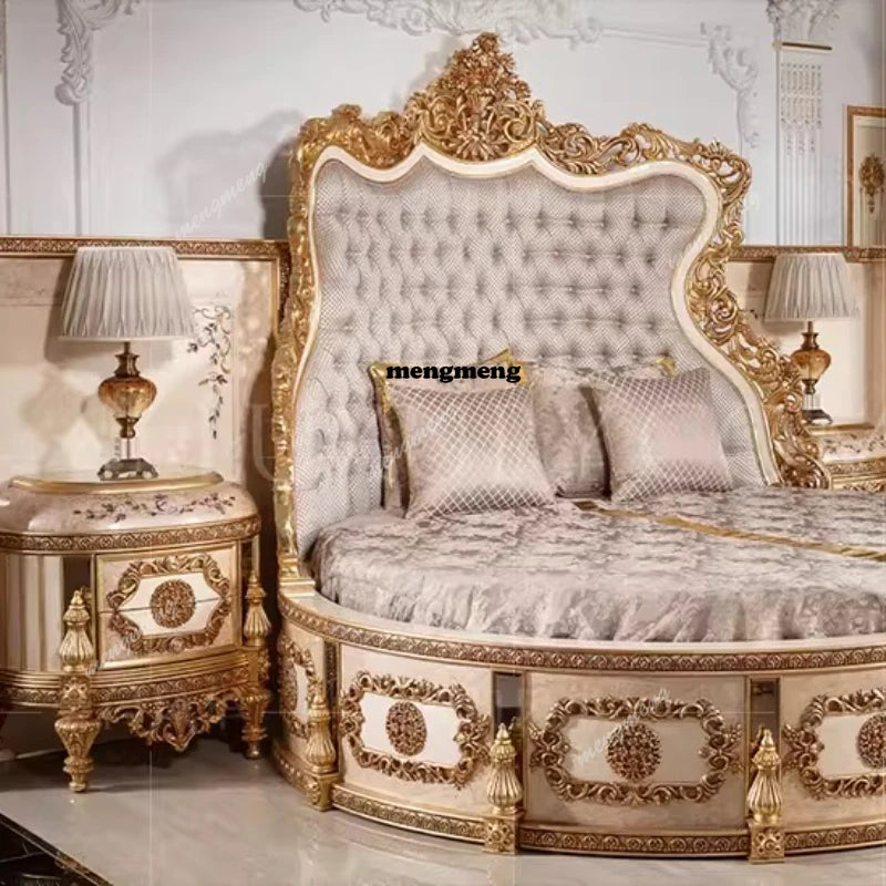 European Luxury Bed Solid Wood Princess Unique Romantic Adult Quality Designer Bed Modern Sleeping Wedding Beliche Furniture