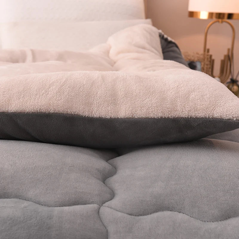 Solidcolor double-sided Duvet Lamb Wool flannel quilt warm comfort mattress in winter bedroom dormitory Thicken Weight Blanket