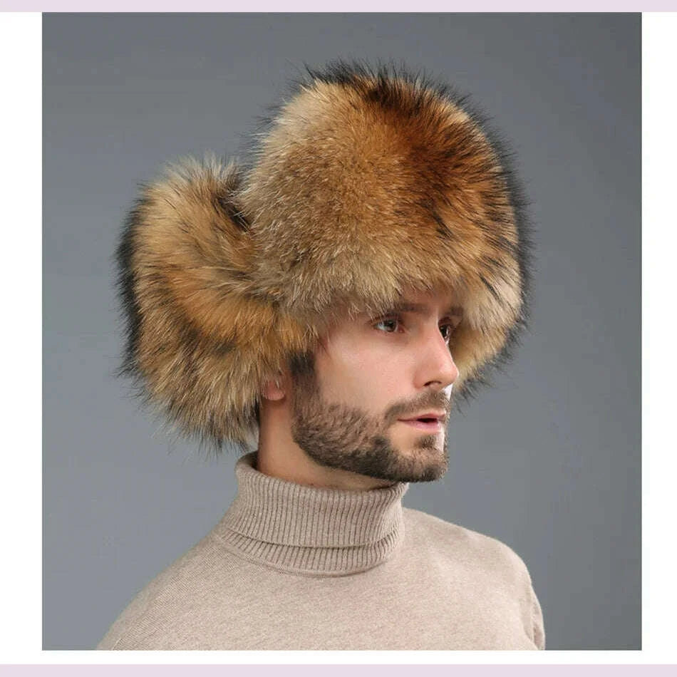 new-winter-mens-100-real-silver-fox-fur-bomber-hat-raccoon-fur-ushanka-cap-trapper-russian-man-ski-hats-caps-real-leather-hatkimlud-womens-fashion-34622498