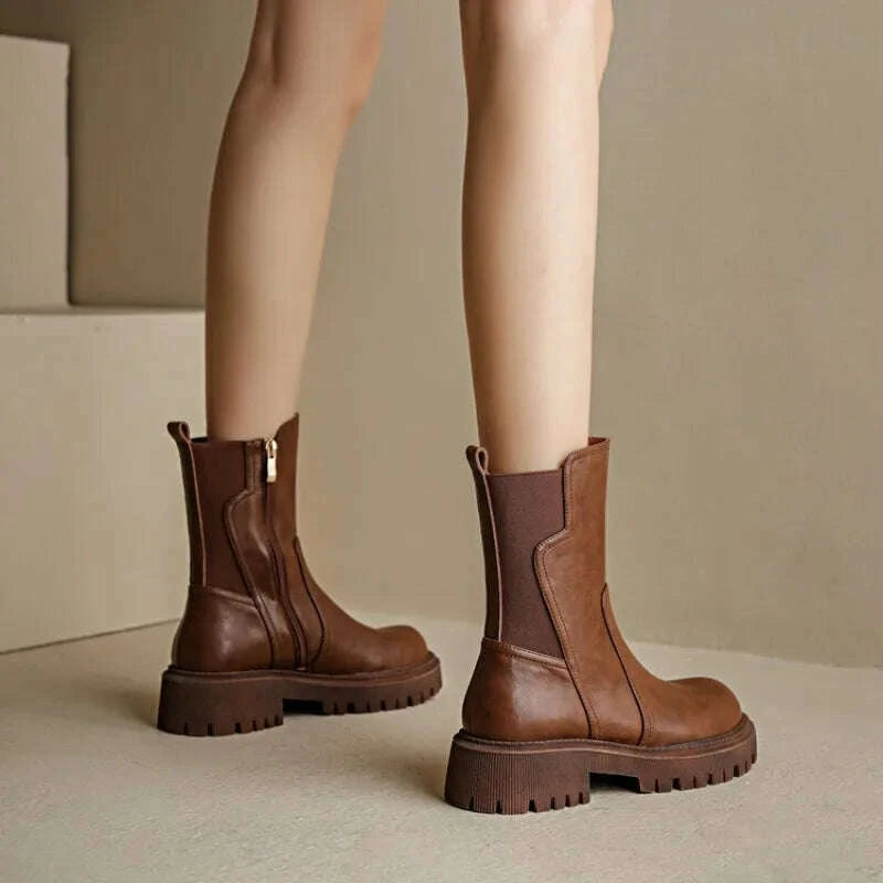 womens-half-high-boots-brown-round-toe-ladies-mid-calf-shoes-chelsea-flat-comfortable-and-elegant-winter-2024-novelty-cosplaykimlud-womens-fashion-34601726