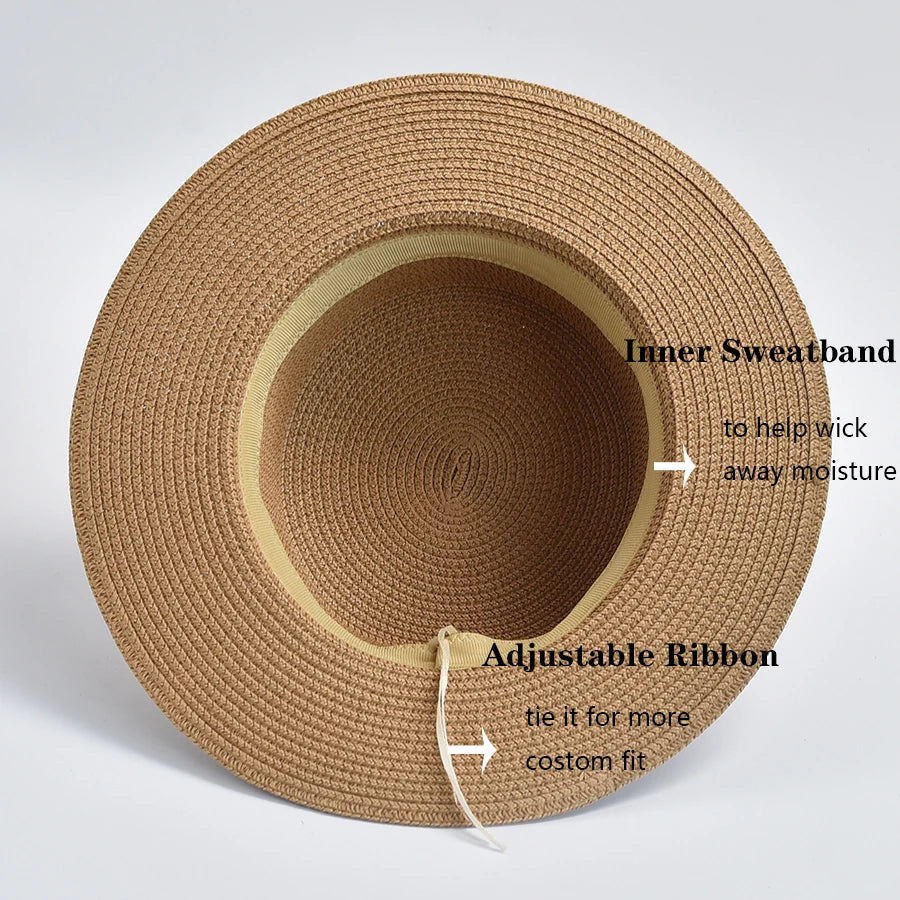 Straw French Style Classic Boater Hat — Beige | KIMLUD