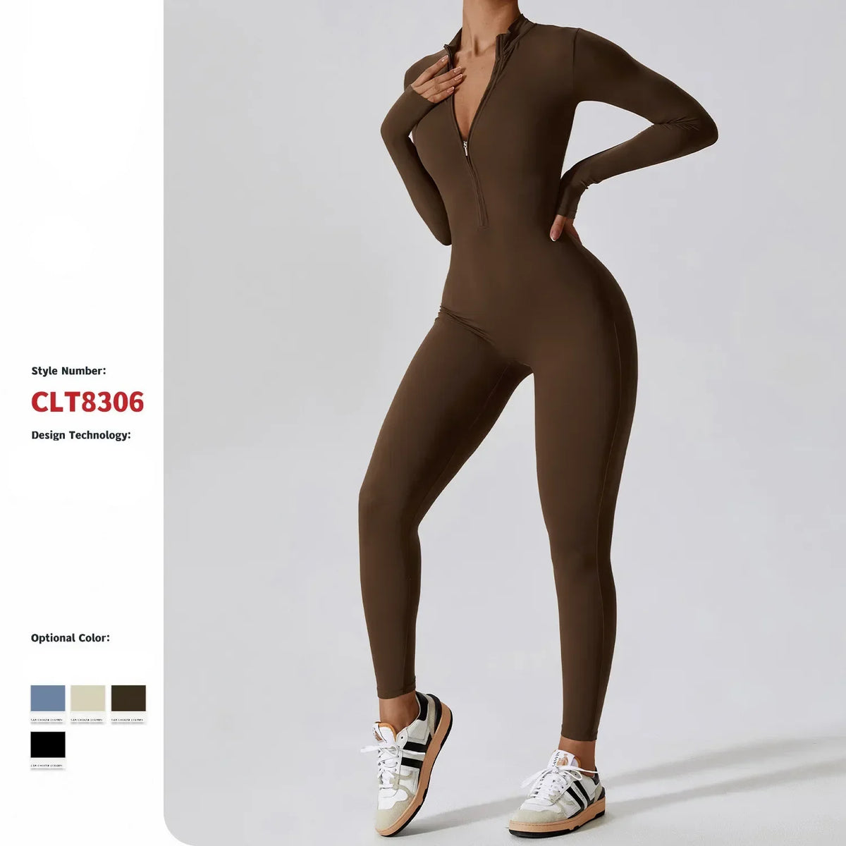 Yoga Jumpsuit – Seamless Zipper – Polyester Long Sleeve | KIMLUD