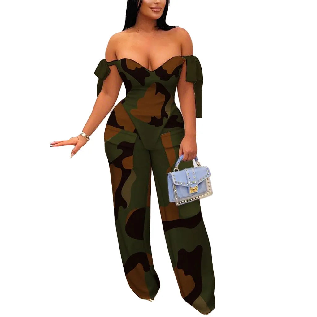 Oil Painting Print Knit Two Piece Set With Lace Up Back Crop Top — Blue | KIMLUD