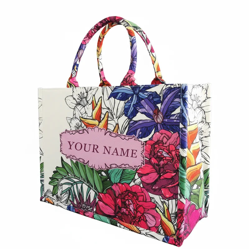 Personalized Tote Bag Canvas Printed — Natural | KIMLUD