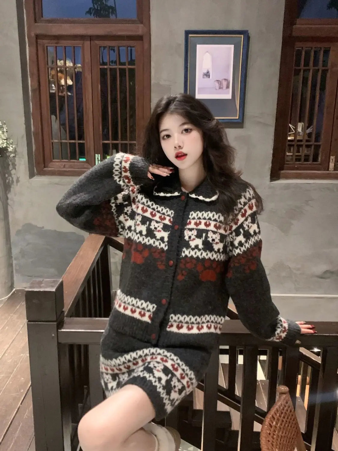KIMLUD, Knitted Suit Women 2025 Fashion Vintage Sping Autumn Cardigan Sweater Coat Short Skirt Ladies Two Piece Set Outfits, KIMLUD Womens Clothes