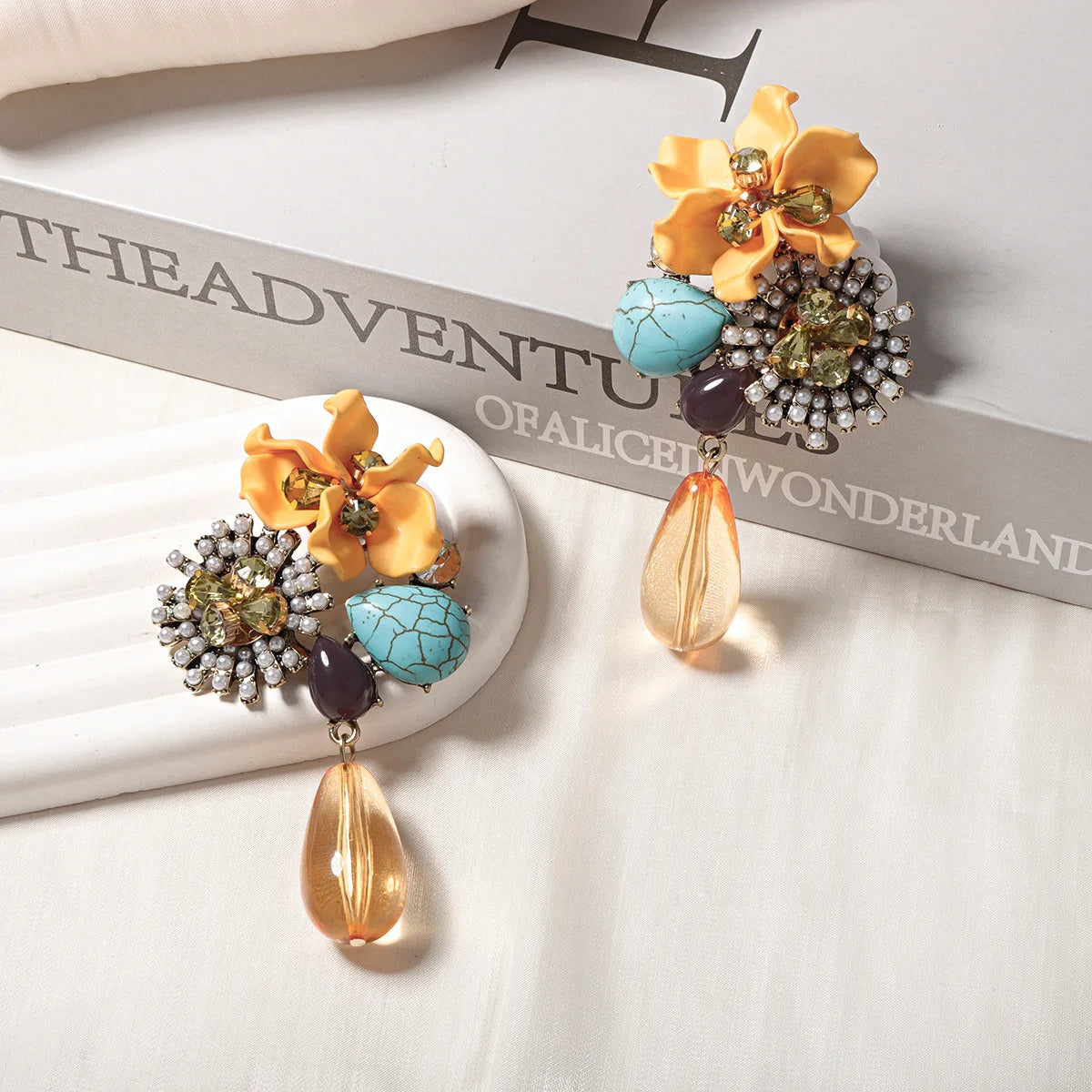 Geometric Zinc Alloy Earrings Water Drop Long — Clear | KIMLUD