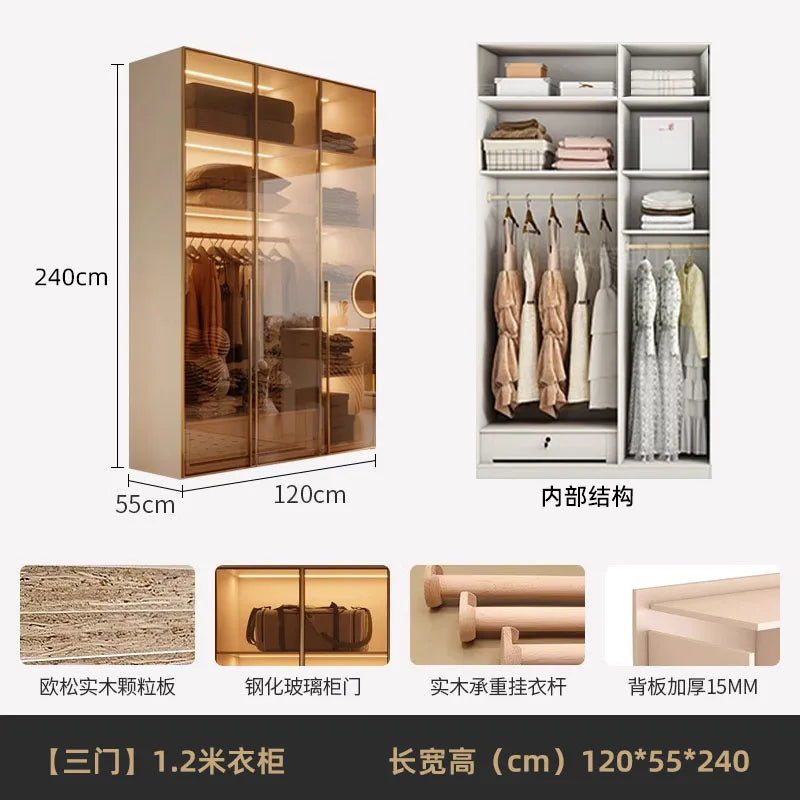 Fabric Open Closet Display Wooden Minimalist Modern Wardrobe Jewelry Cube Modular Wearable Storage Guarda Roupa Salon Furniture