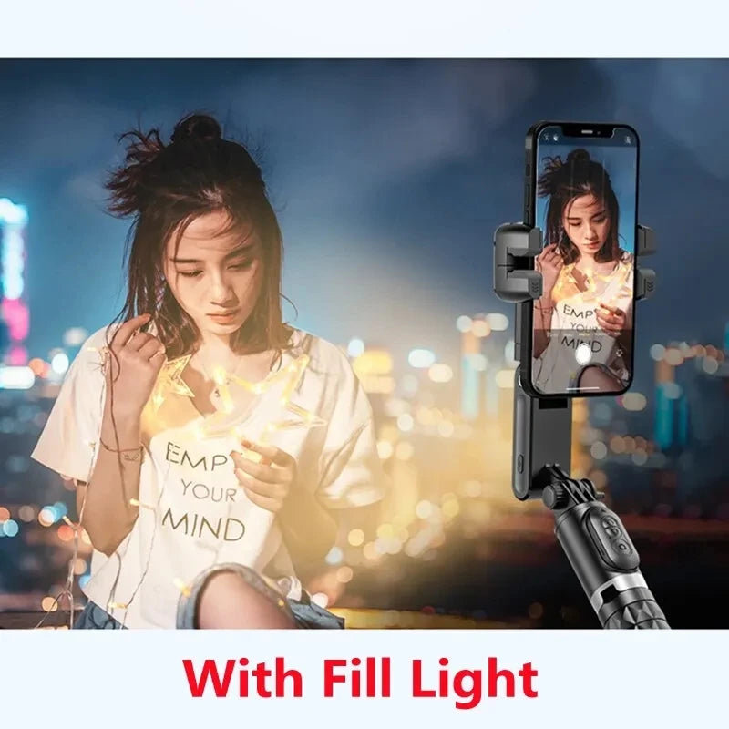 Desktop Following the shooting Mode Gimbal Stabilizer Selfie Stick Tripod with Fill Light for iPhone Cell Phone Smartphone