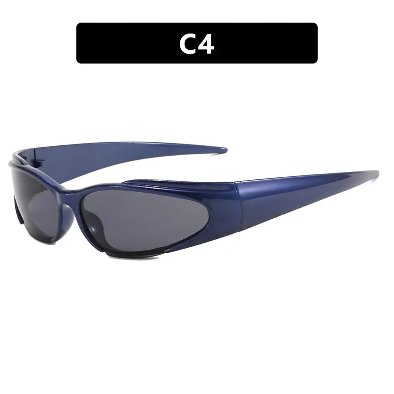 Women Retro Brand Design Fashion Shades Punk Sun Glasses Classic Wrap Around Y2k Sunglasses for Men Outdoor Sports Goggles - KIMLUD