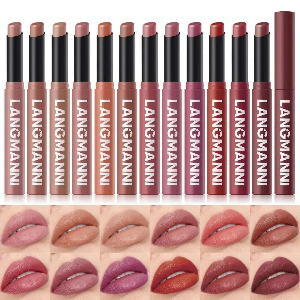 12-color-matte-lipstick-pencil-waterproof-long-lasting-non-stick-cup-lip-stain-tint-cosmetic-nude-lipstick-pen-makeup-maquillagekimlud-womens-fashion-34605920
