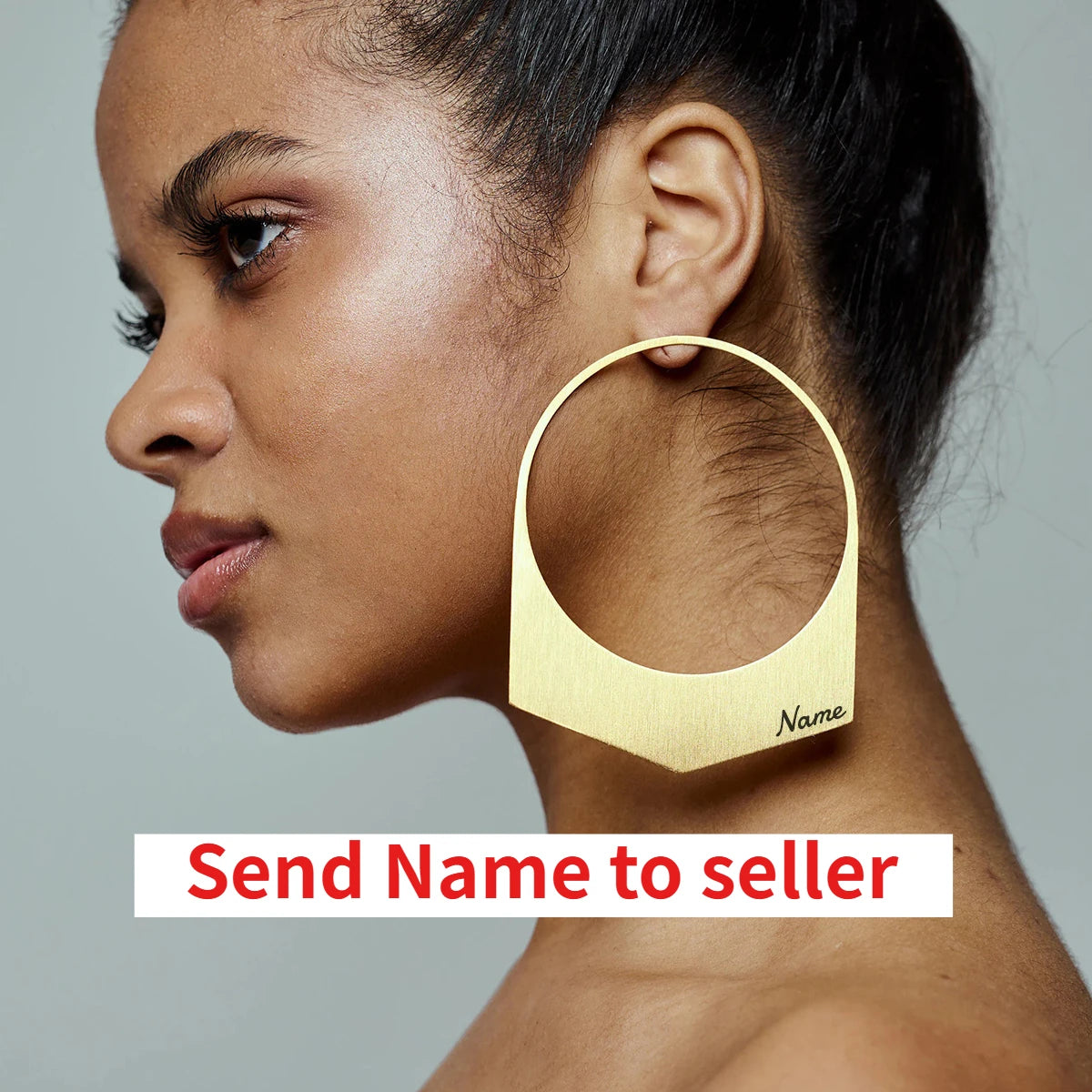 African Earrings Large Hoop Earrings Can Custom Name Gift for Her Handmade 18K Gold Plated Jewelry for Women American Trend