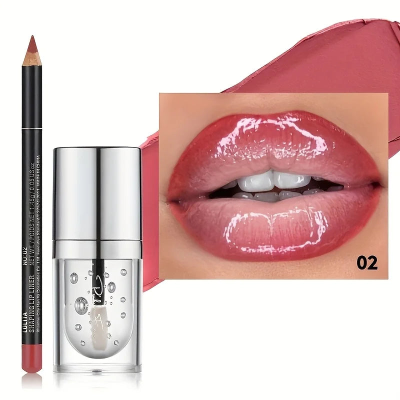 Silky Smooth Lip Liner & Lip Oil Set Long-Lasting Hydration — Caramel | KIMLUD