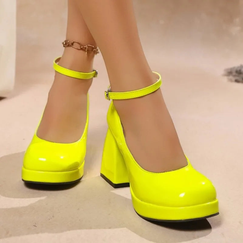 Mary Jane Shoes – Platform High Heels – Patent Leather | KIMLUD