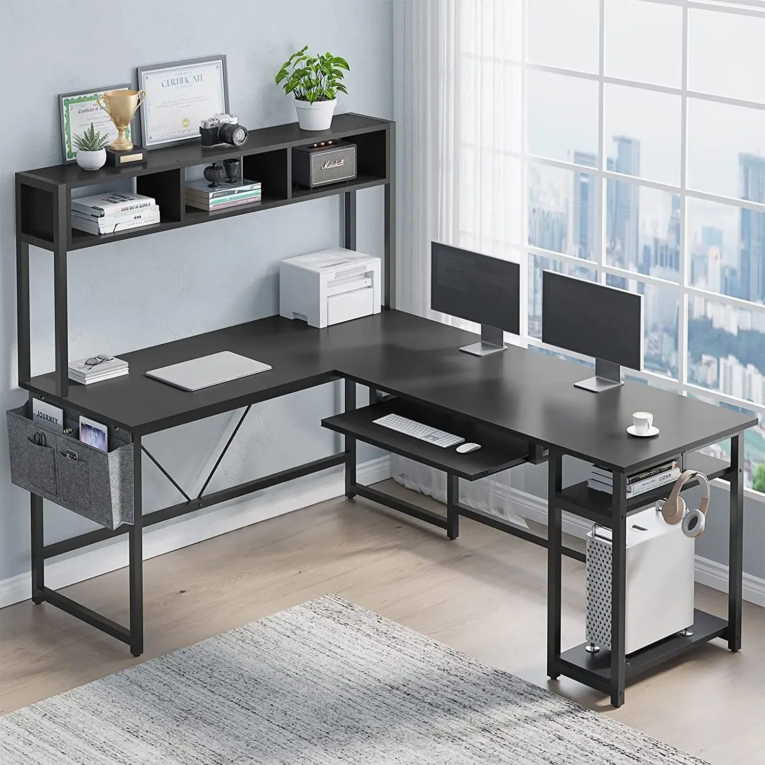 -Factory Furniture Wholesale Customization Large Cheap L-Shaped Simple Computer Desk With Shelf For Office Home