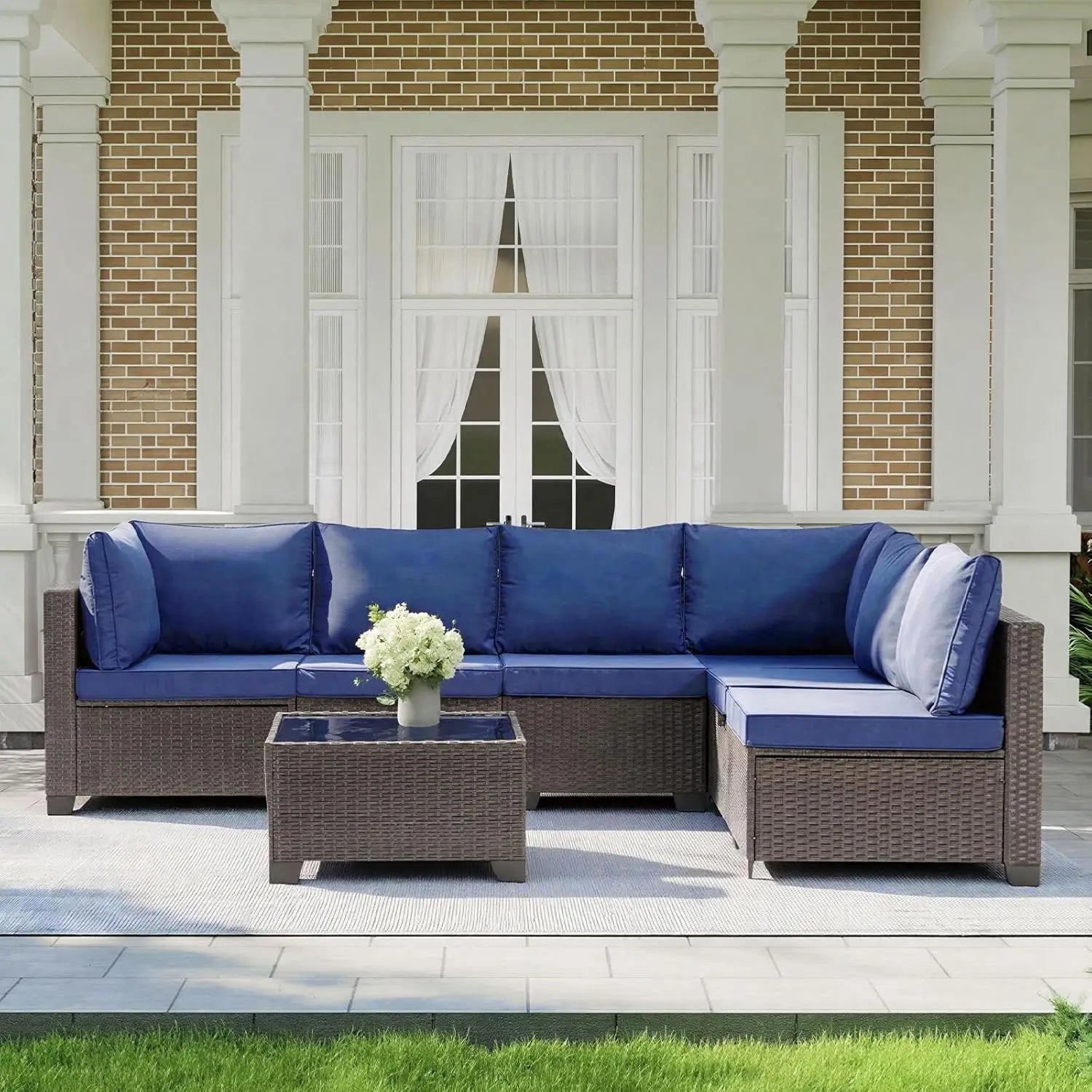 All-Weather Rattan Outdoor Sofa Set — Brown | KIMLUD