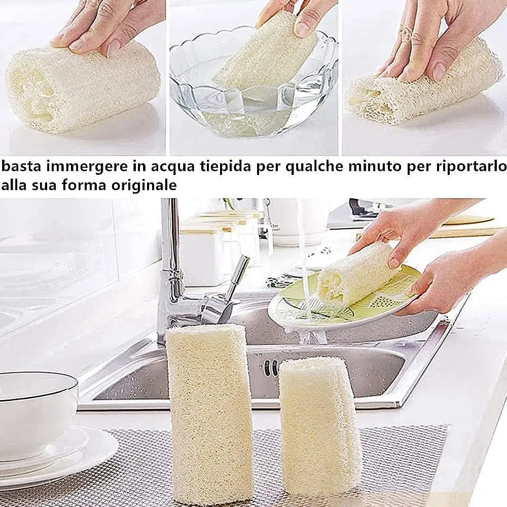 6 Pieces Loofah Sponge Natural Spa Scrubber Body Scrubber Remove Dead Skin and Kitchen for Home (About 4 inch)