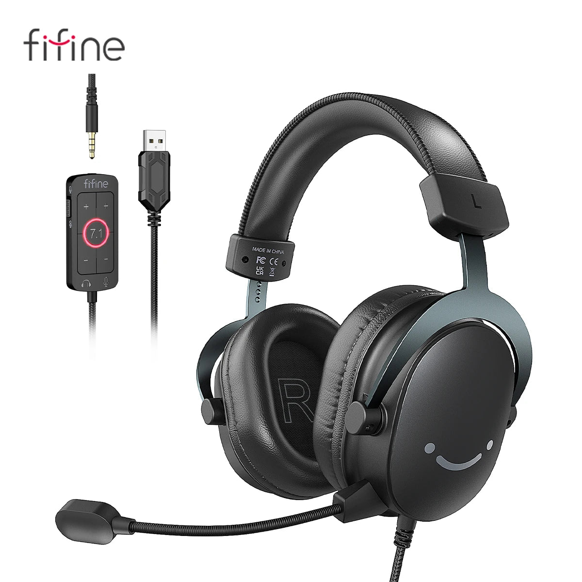 KIMLUD, FIFINE Headset,3.5 mm jack&USB Headphone with 7.1 Surround Sound/volum contral/Mute switch for PC/MAC/PS4/PS5 Mixer-H9, KIMLUD Womens Clothes