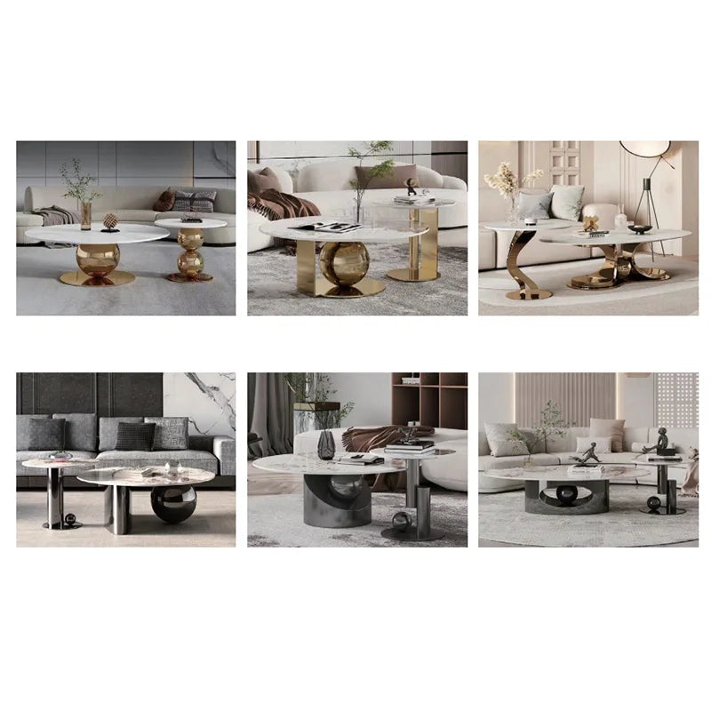 Modern Italian-Luxury Living Room Coffee Table Set With Gold Finish — Gold | KIMLUD