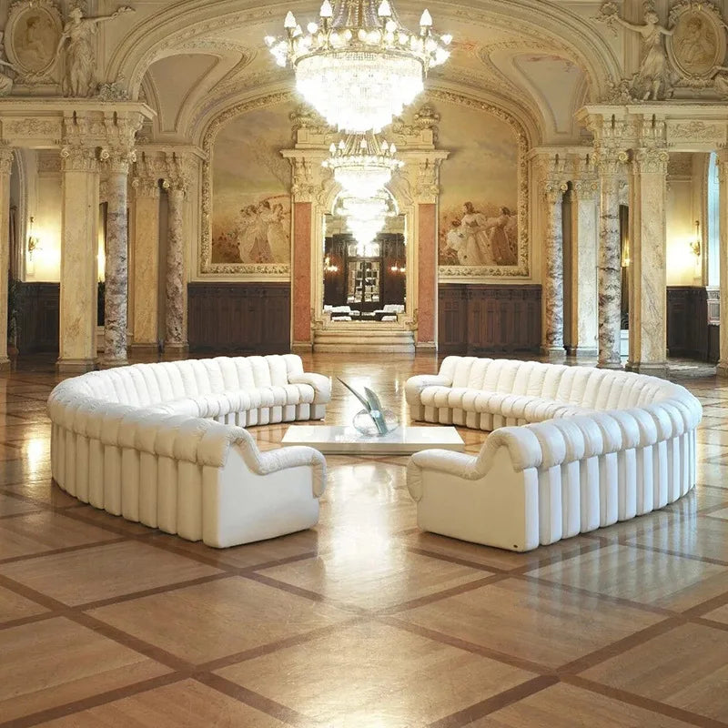 Artistic Leather Snake Curved Sofa — White | KIMLUD