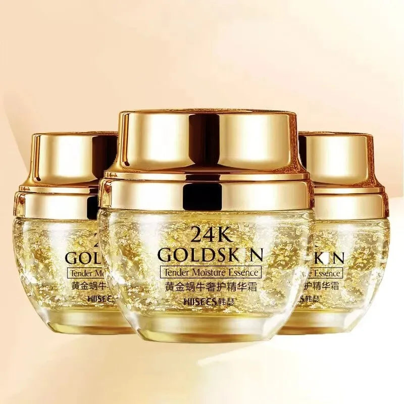 24K Golden Snail Collagen Cream Moisturizing and Skincare Essential Oil Control Facial Beauty Product Formulated for Women
