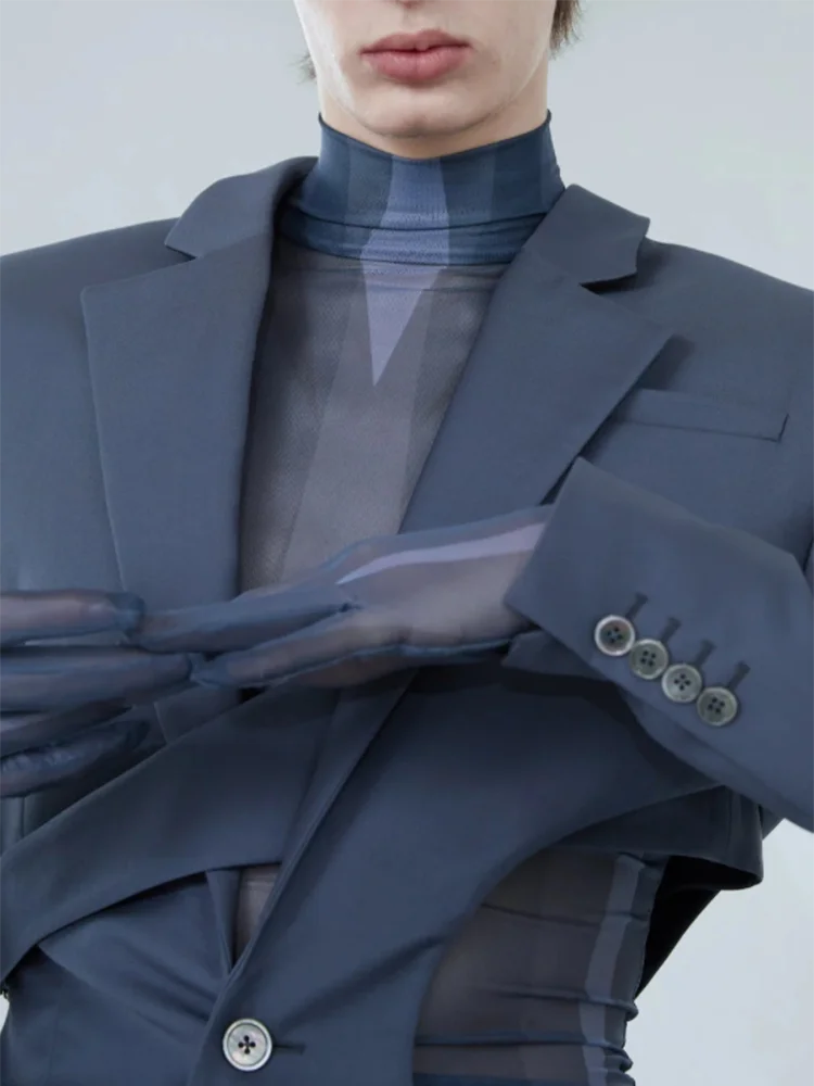 VGH Solid Hollow Out Casual Irregular Blazers For Women Notched Collar Long Sleeve Spliced Button Temperament Blazer Female New - KIMLUD