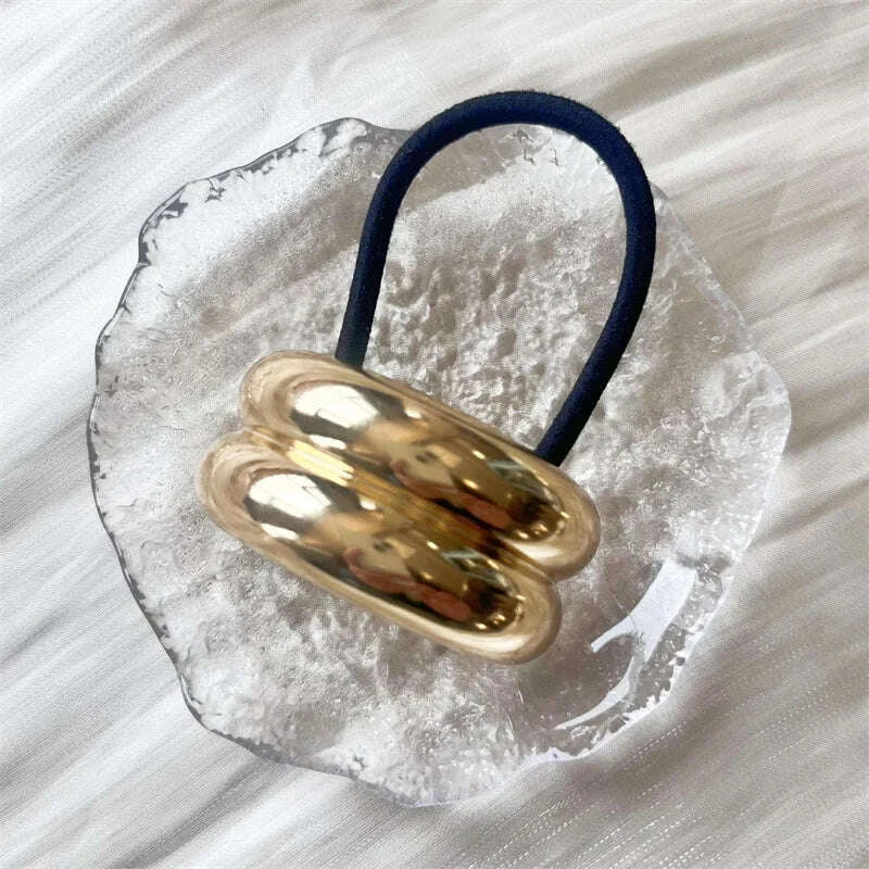 KIMLUD, 2024 New Simple U-shaped Matal Hair Rope Advanced Design Sense Gold Elastic Hair Bands Hair Accessories For Women, KIMLUD Womens Clothes
