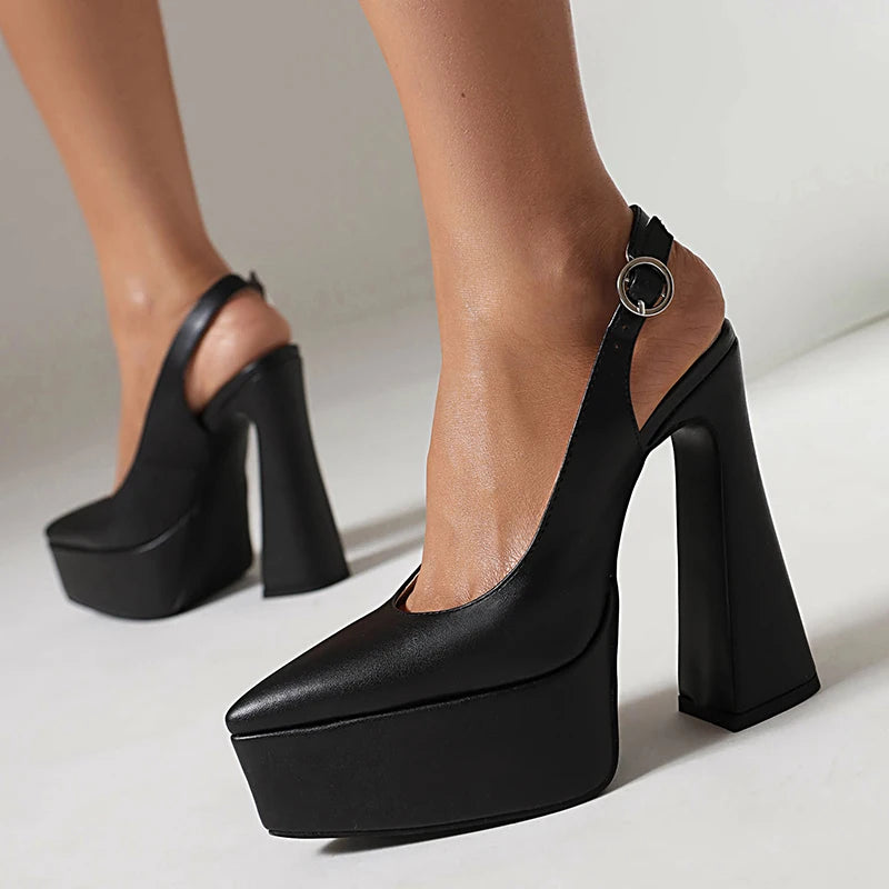 Pumps - High Heel - Pointed Toe - Ankle Strap | KIMLUD