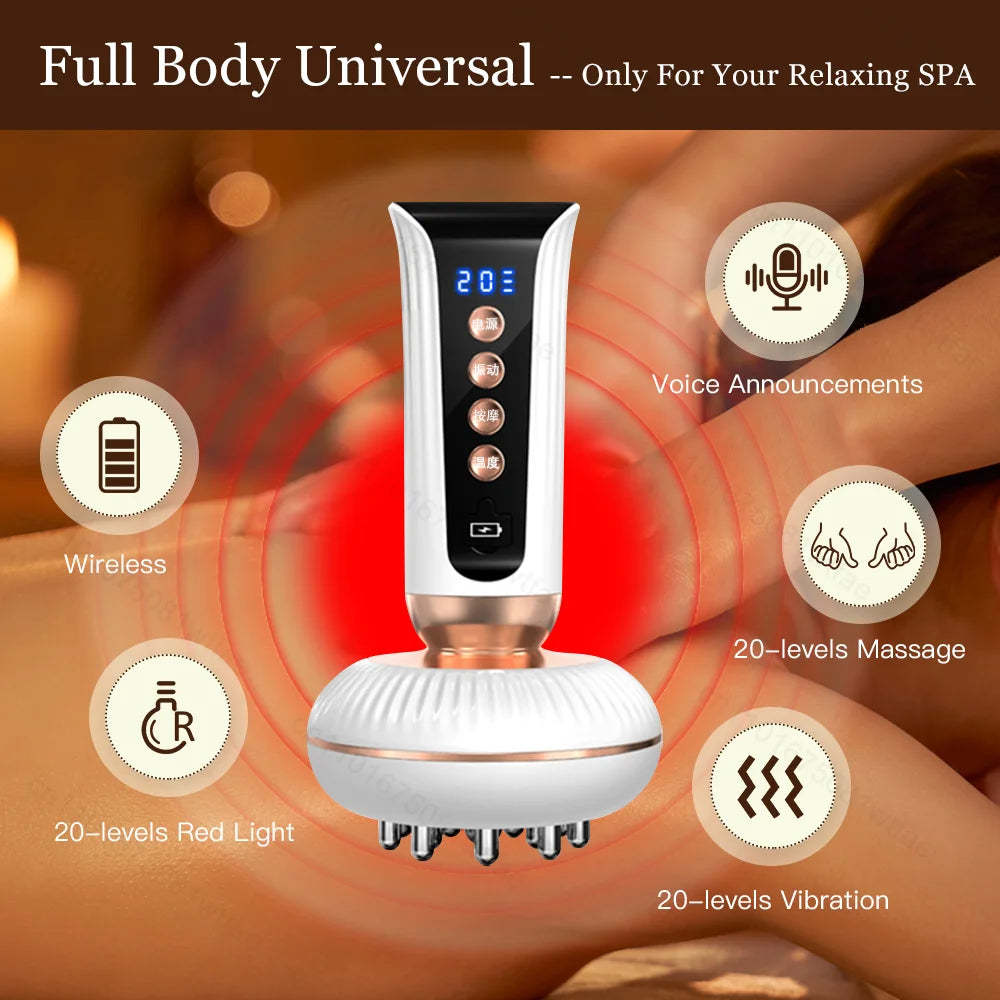 Ems Multifunctional Massage Brush Red Light Heating Waist Back Lymphatic Drainage Massager Meridian Brush Fat Rreducer Scraping