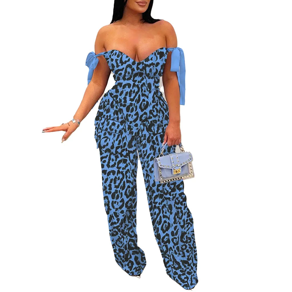 Oil Painting Print Knit Two Piece Set With Lace Up Back Crop Top — Blue | KIMLUD