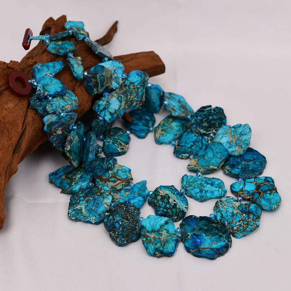 Gleaming Imperial Jasper Crystal Necklace — Blue | KIMLUD
