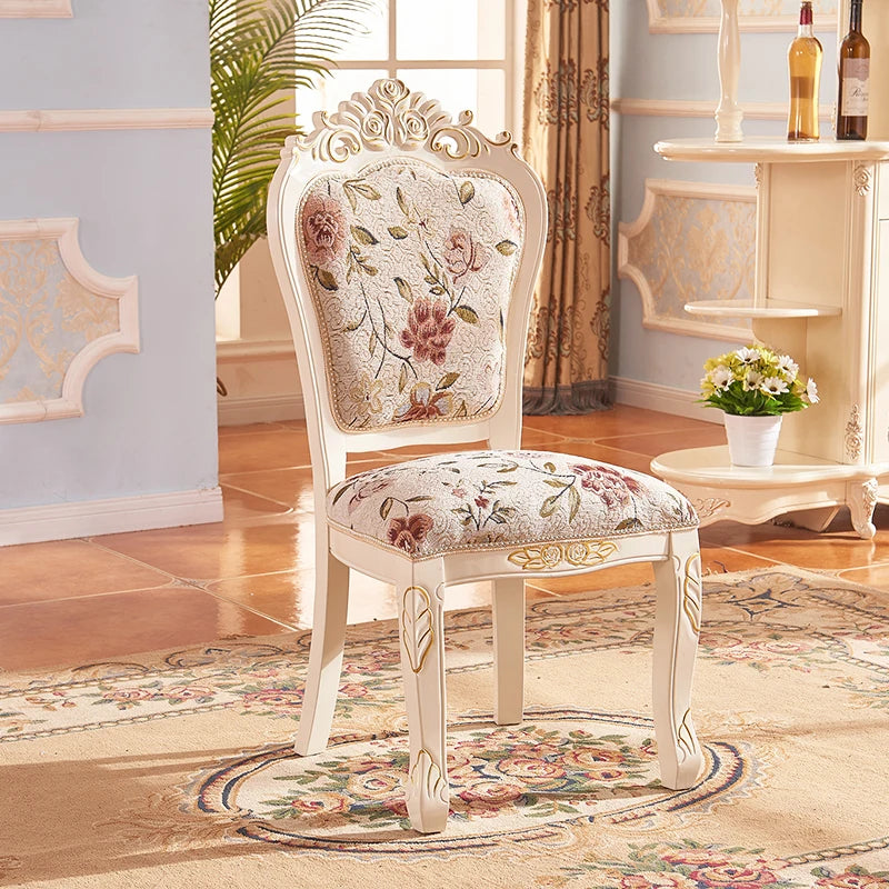 European Style Dining Chair Modern Restaurant Solid Wood Princess Chair Wedding Simple High Quality Muebles Lounge Furniture
