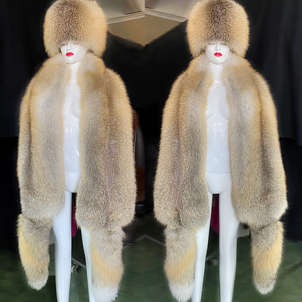 KIMLUD, YOLOAgain 2025 Winter Warm Luxury Real Fox Fur Scarf Women Natural Fox Fur Scarf Shawl Female, KIMLUD Womens Clothes