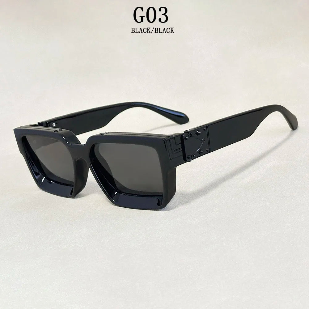 Resin Square Sunglasses Vintage Millionaire Style — Silver | KIMLUD