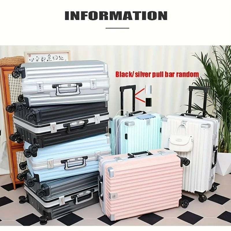 Aluminum Frame Carry-On Luggage 20in With USB Port — White | KIMLUD