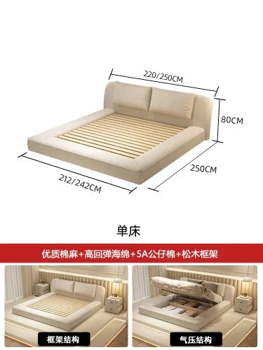 Minimalist Modern Wood Queen Size Bed With Storage — White | KIMLUD